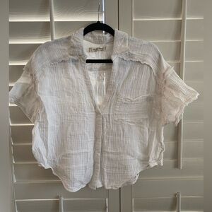 Free People We The Free Soft Gauze Collar Button Top Size Medium